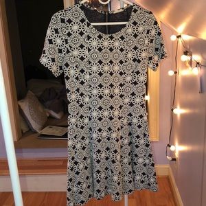 Navy and white skater dress